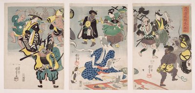 Otsu-e Paintings Coming Alive Triptych, c.1847-52 by Utagawa Kuniyoshi